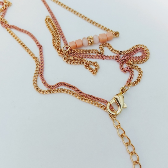 Double Chain Necklace with metal chain & beads - Picture 5 of 5